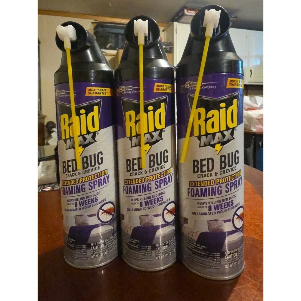Raid Max Bed Bug Foaming Spray Crack Crevice 17.5‎ oz Extended Protection ( 3pc